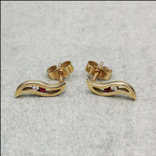 9ct Gold Ruby and Diamond Earrings