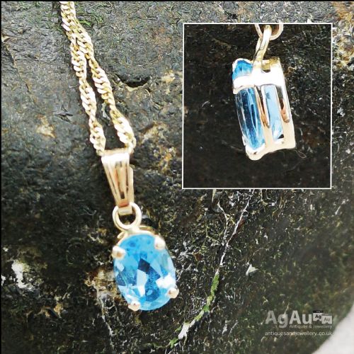 fig 1. 10ct Gold Blue Topaz Pendant on a 9ct Gold Chain