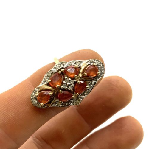fig 1. 9ct Gold Diamond and Fire Opal Ring