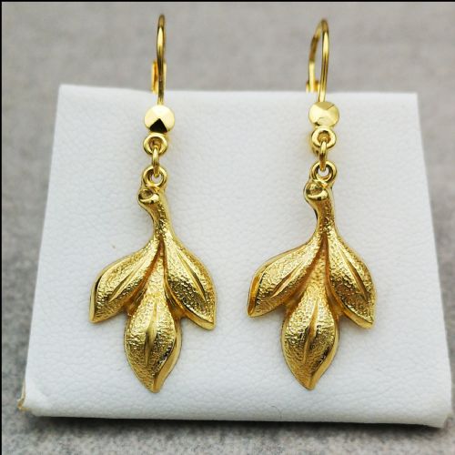 9ct Gold Flower Drop Earrings