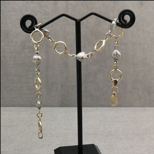 9ct Gold Love Heart Diamond Cut Work Ladies Bracelet
