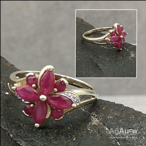 fig 1. 9ct Gold Ruby and Diamond Ring