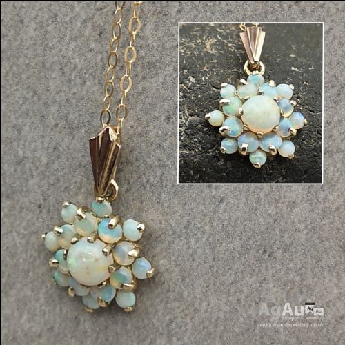 fig 1. 9ct Gold Art Nouveau Opal Pendant and Chain
