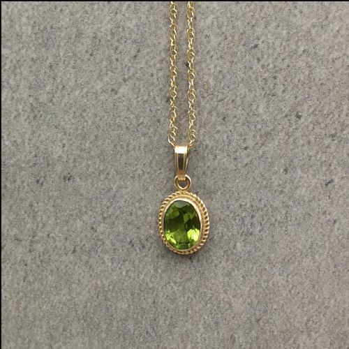 9ct Gold Peridot Pendant on Chain