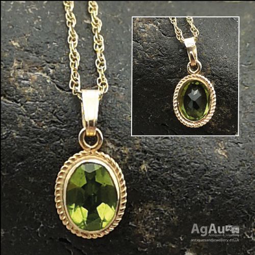 fig 1. 9ct Gold Peridot Pendant on Chain