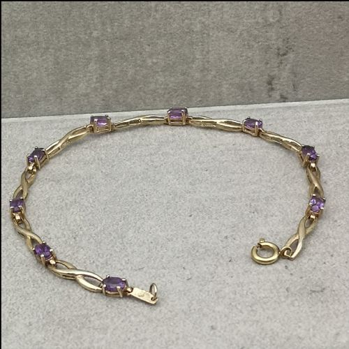 9ct Gold Amethyst Bracelet