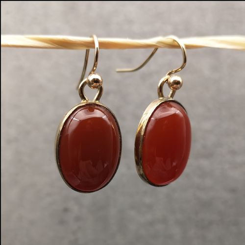 9ct Gold and Natural Carnelian Drop Earrings