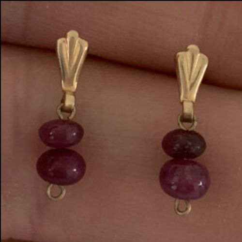 9ct Gold Ruby Drop Earrings