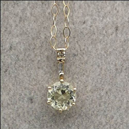 fig 1. 9ct Vintage Citrine and Diamond Pendant and Chain