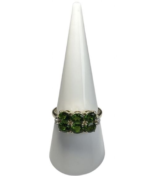 10ct Gold Russian Diopside & Diamond Ring