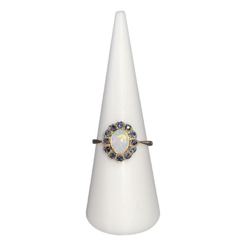 9ct Gold Opal & Sapphire Cluster Ring