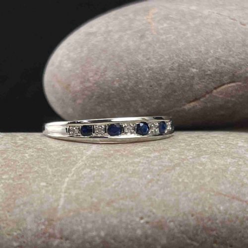 9ct White Gold Sapphire & Diamond Ring