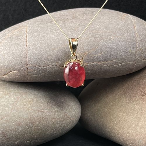 14ct Gold Imperial Rhodonite Pendant Necklace