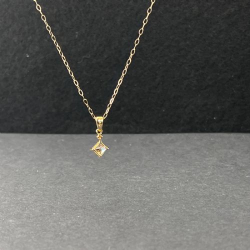 9CT GOLD COGNAC TOPAZ DIAMOND PENDANT NECKLACE - ADDITIONAL PHOTO 4