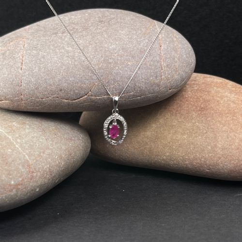fig 1. 18ct White Gold Diamond & Ruby Pendant Necklace