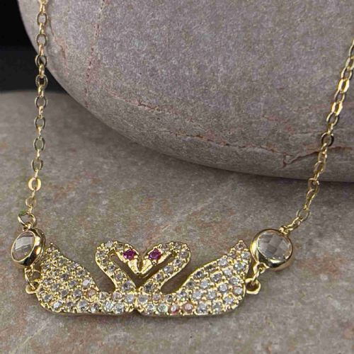 18ct Gold Pink Sapphire Swan Bracelet