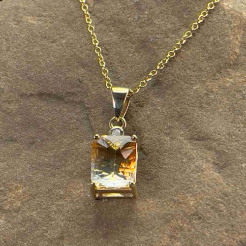 9ct Gold Diamond & Citrine Pendant Necklace
