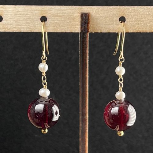 fig 1. 9ct Gold Cabochon Amethyst Drop Earrings