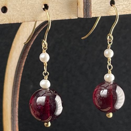 9ct Gold Cabochon Amethyst Drop Earrings