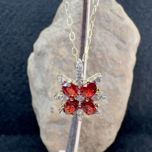 fig 1. 9ct Gold Ruby & Diamond Star Pendant Necklace