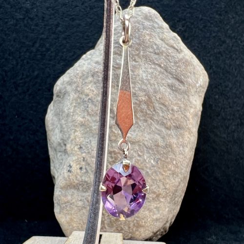 9CT GOLD OVAL AMETHYST PENDANT NECKLACE - ADDITIONAL PHOTO 7