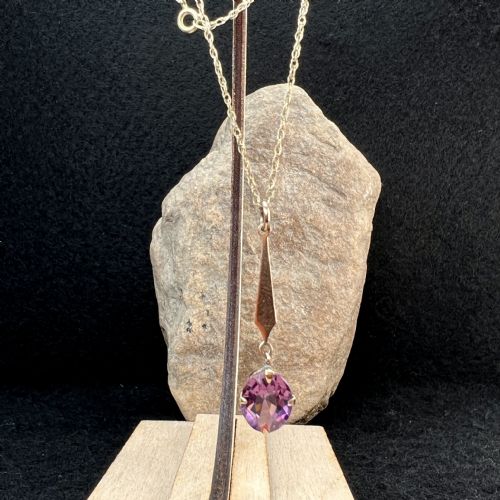 9CT GOLD OVAL AMETHYST PENDANT NECKLACE - ADDITIONAL PHOTO 8