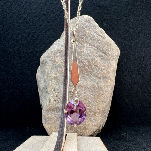 9CT GOLD OVAL AMETHYST PENDANT NECKLACE - ADDITIONAL PHOTO 9