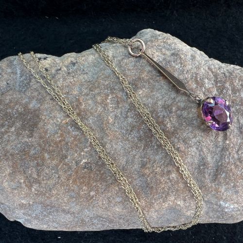 9CT GOLD OVAL AMETHYST PENDANT NECKLACE - ADDITIONAL PHOTO 10