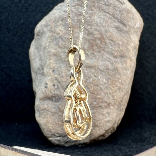 9CT GOLD PEAR DROP AMETHYST DIAMOND PENDANT NECKLACE - ADDITIONAL PHOTO 4
