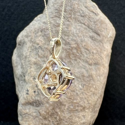 9CT GOLD AMETHYST CITRINE CLUSTER PENDANT NECKLACE - ADDITIONAL PHOTO 4