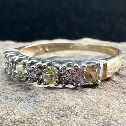 fig 1. 9ct Gold Diamond & Peridot Half Eternity Ring