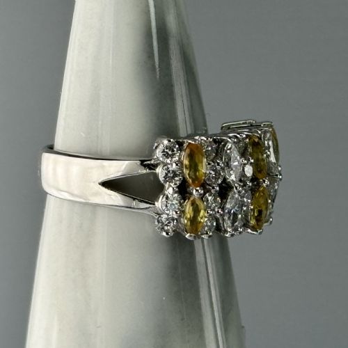 fig 1. 18ct White Gold Citrine & Diamond (1.00ct) Cluster Ring