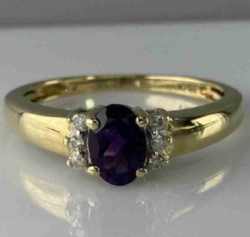 18ct Gold Amethyst & Diamond Cluster Ring