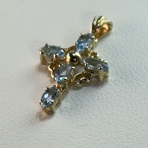 9CT WHITE GOLD MULTIGEM CROSS PENDANT - ADDITIONAL PHOTO 4