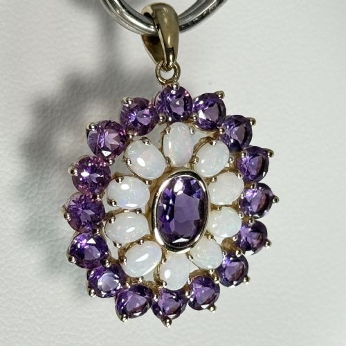 fig 1. 9ct Amethyst & Opal Cluster Pendant