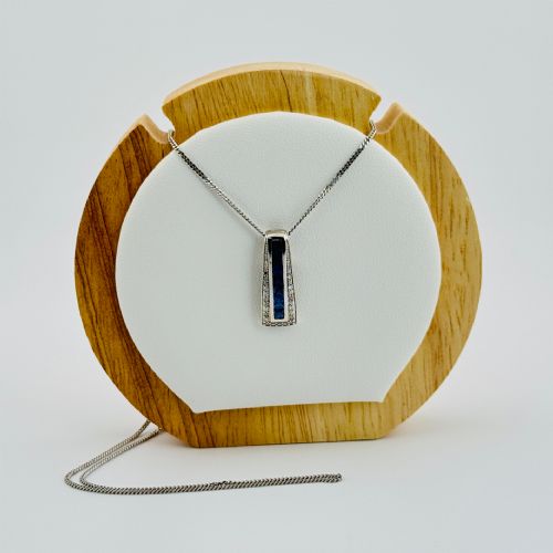fig 1. 9ct White Gold Sapphire & Diamond Pendant Necklace