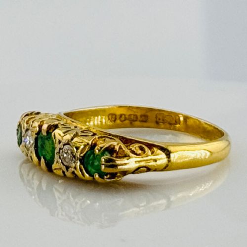 fig 1. 18ct Gold Diamond & Emerald Ring c.1912