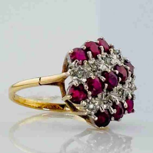 fig 1. 9ct Gold Ruby & Diamond Cluster Ring
