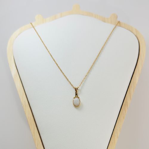 fig 1. 9ct Gold Opal Drop Pendant Necklace