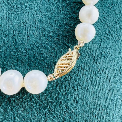 14CT GOLD CLASPED CULTURED PEARL LONG NECKLACE - ADDITIONAL PHOTO 5