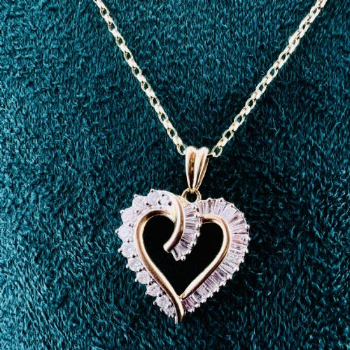 14CT GOLD DIAMOND 125CT HEART CLUSTER PENDANT NECKLACE - ADDITIONAL PHOTO 5