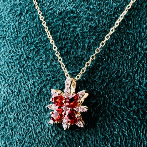 9CT GOLD RED SAPPHIRE AND WHITE ZIRCON STAR PENDANT NECKLACE - ADDITIONAL PHOTO 3