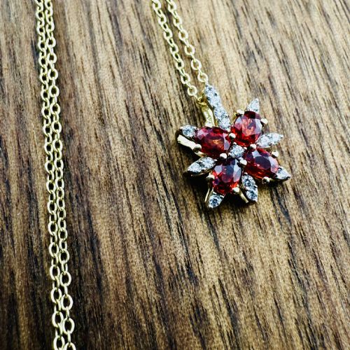 9CT GOLD RED SAPPHIRE AND WHITE ZIRCON STAR PENDANT NECKLACE - ADDITIONAL PHOTO 5