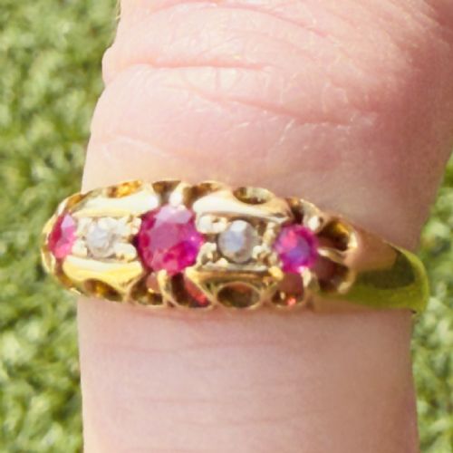 18CT GOLD EDWARDIAN RUBY DIAMOND RING - ADDITIONAL PHOTO 3