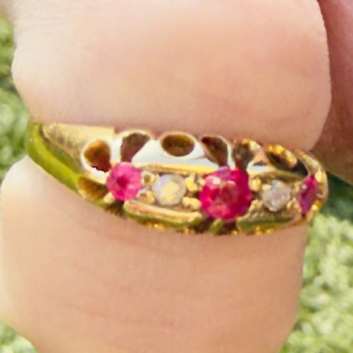 18CT GOLD EDWARDIAN RUBY DIAMOND RING - ADDITIONAL PHOTO 6