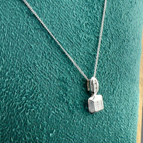 fig 1. 18ct White Gold Princess, Round Cut Natural Diamond Pendant Necklace
