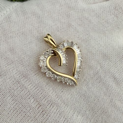 fig 1. 14ct Gold Diamond (1.25ct) Heart Cluster Pendant