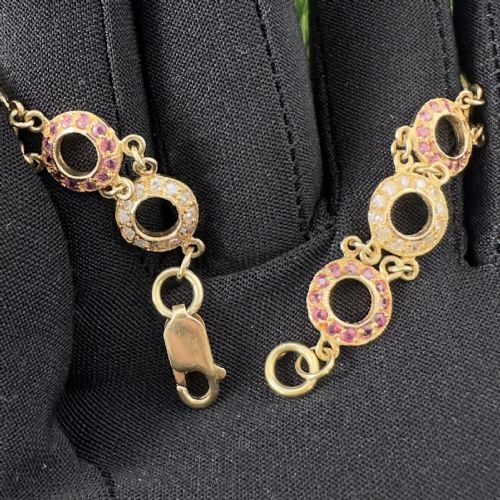 fig 1. 18ct Gold Continental Ruby (1.80ct) and Diamond (1.80ct) Hooped Bracelet.
