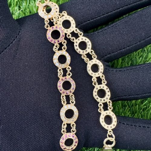 18CT GOLD CONTINENTAL RUBY 180CT AND DIAMOND 180CT HOOPED BRACELET HEAVY 175G - ADDITIONAL PHOTO 1