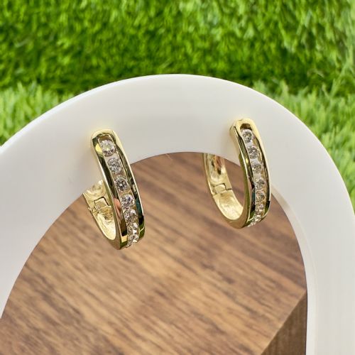 9ct Gold Channelled Diamonds Lever Back Earrings